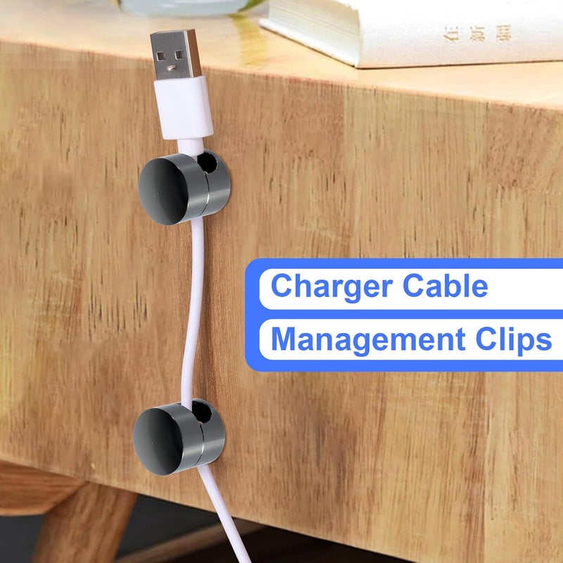 SmallCat 6 Sets Charger Holders for Cords, Black Adjustable Cable Anchor Holders, Adhesive Metal Cord Clips, Cable Management Wire Organizers for Desk, Office, Nightstand - Image 5